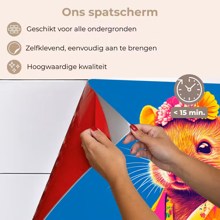 Spatscherm keuken - Muis - Kimono - Bloemen - Blauw — 4