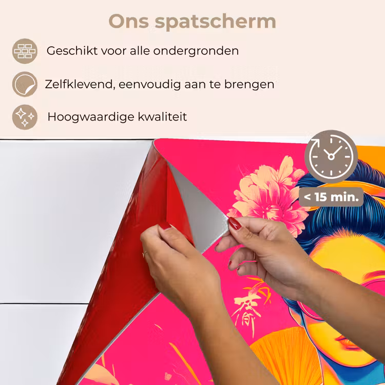 Spatscherm keuken - Vrouw - Zonnebril - Abstract - Oranje — 4