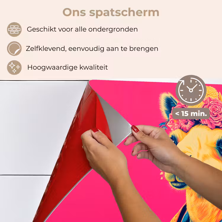 Spatscherm keuken - Kameel - Bloemen - Kimono - Waaiers — 4
