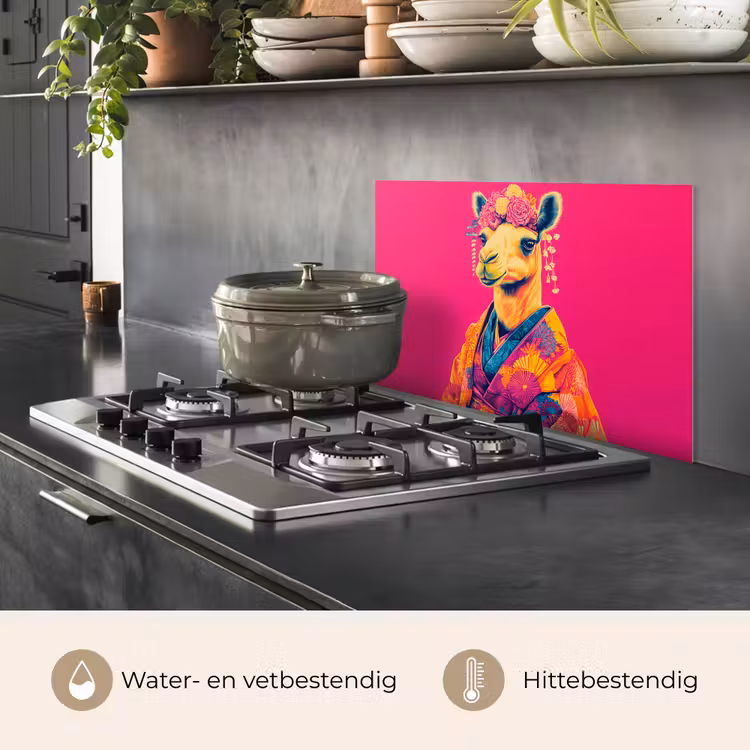 Spatscherm keuken - Kameel - Bloemen - Kimono - Waaiers — 7