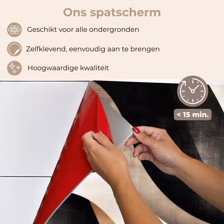 Spatscherm keuken - Abstract - Golven - Zwart - Verweerd — 4