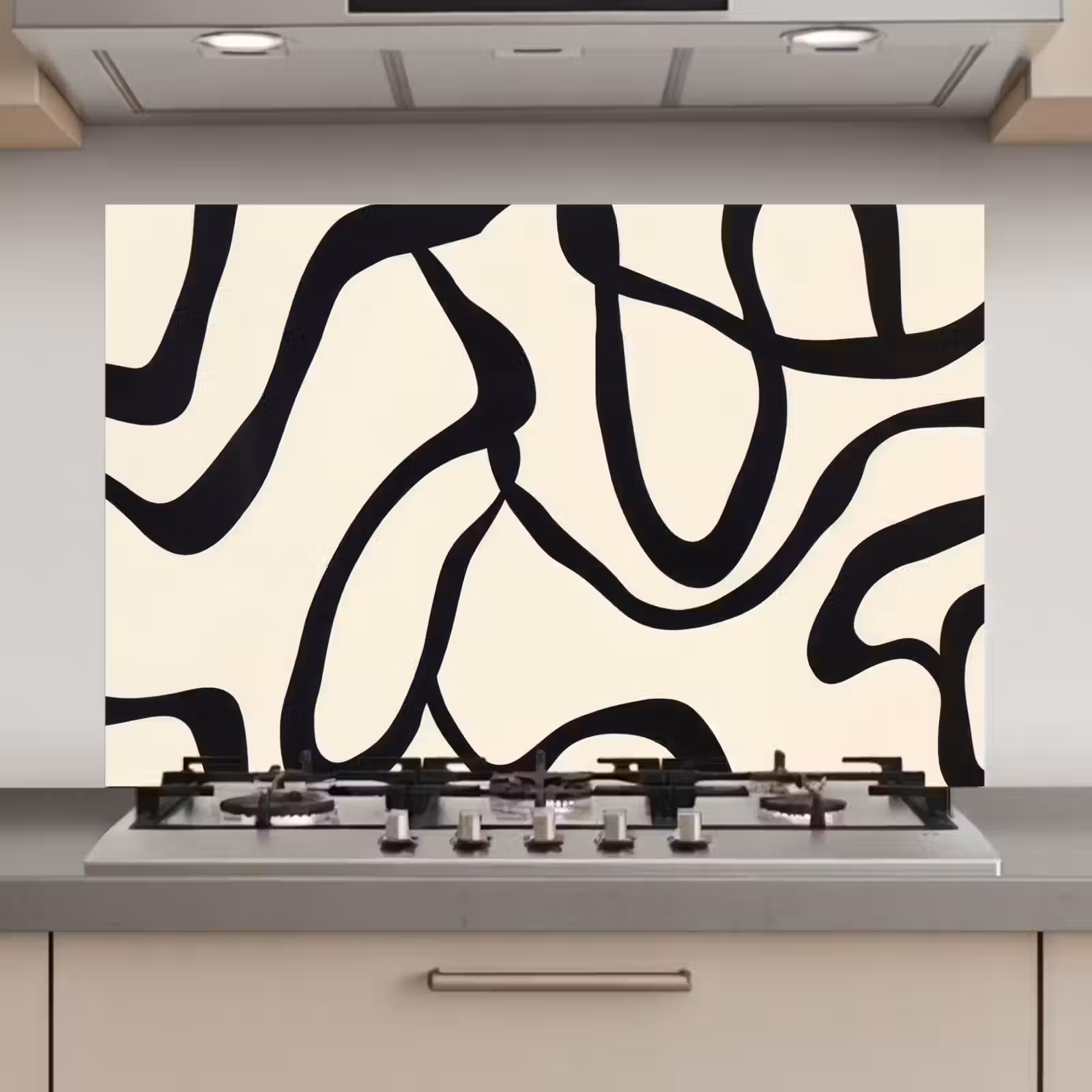 Spatscherm keuken - Abstract - Lijnen - Modern - Beige — 1