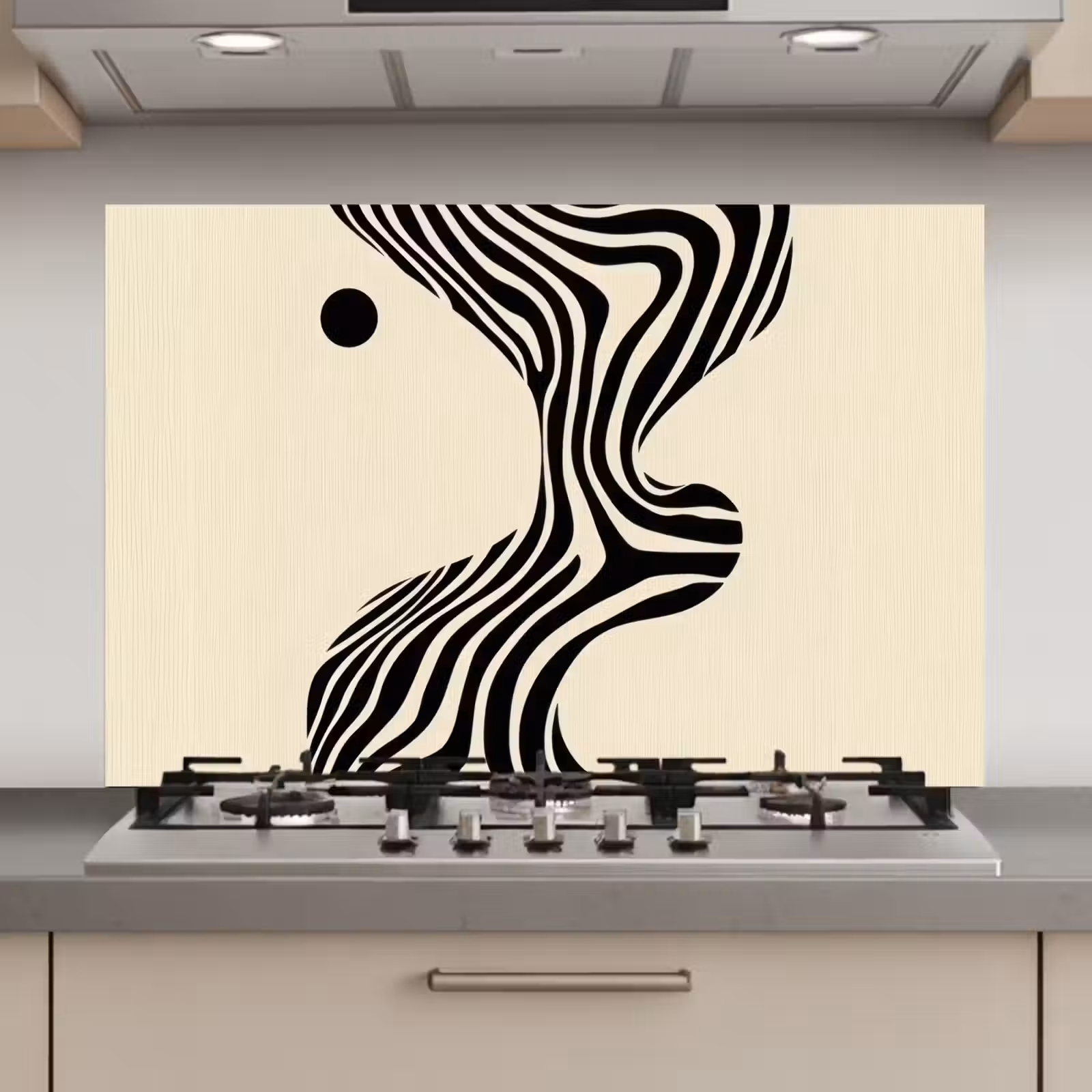 Spatscherm keuken - Beige - Lijnen - Golvend - Abstract — 1