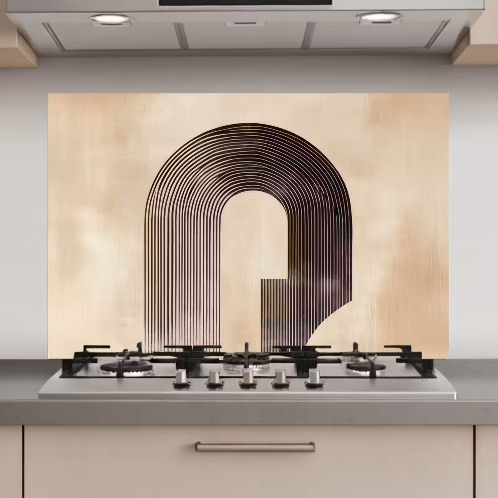 Spatscherm keuken - Boog - Strepen - Minimalistisch - Zwart — 1