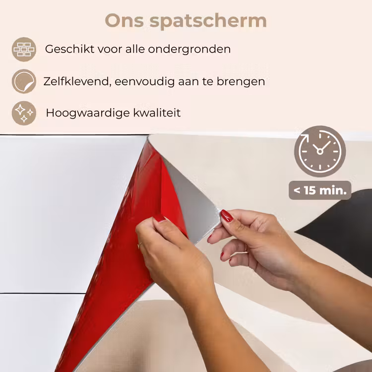 Spatscherm keuken - Abstract - Landschap - Golven - Crèmekleur — 4