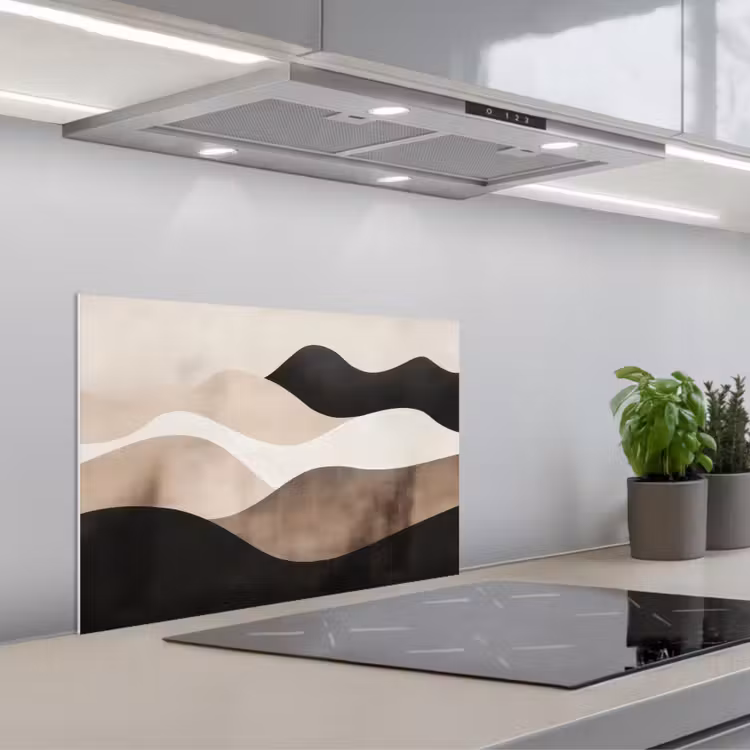 Spatscherm keuken - Abstract - Landschap - Golven - Crèmekleur — 5