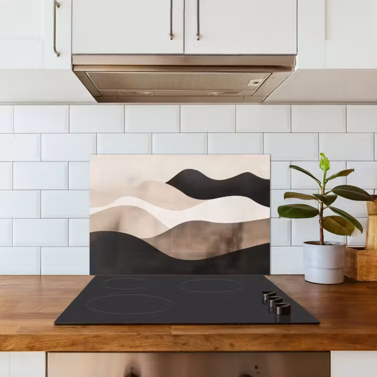 Spatscherm keuken - Abstract - Landschap - Golven - Crèmekleur — 6