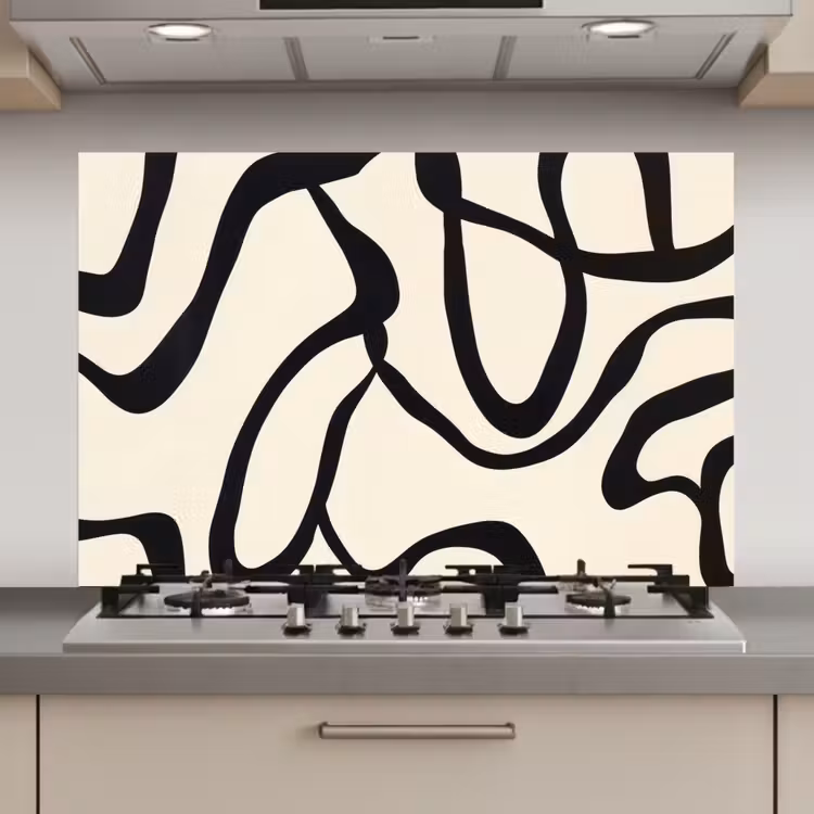 Spatscherm keuken - Abstract - Lijnen - Modern - Beige — 1