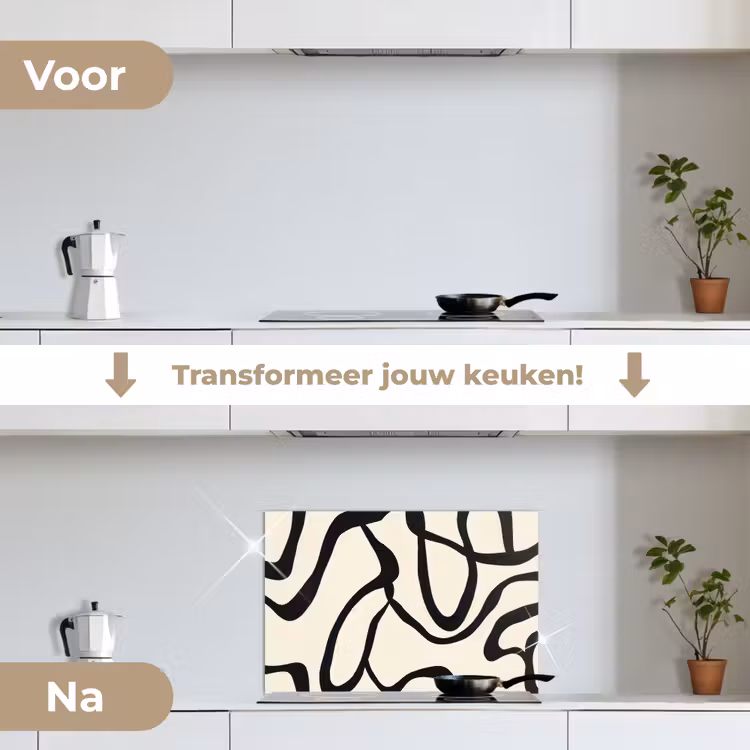 Spatscherm keuken - Abstract - Lijnen - Modern - Beige — 3