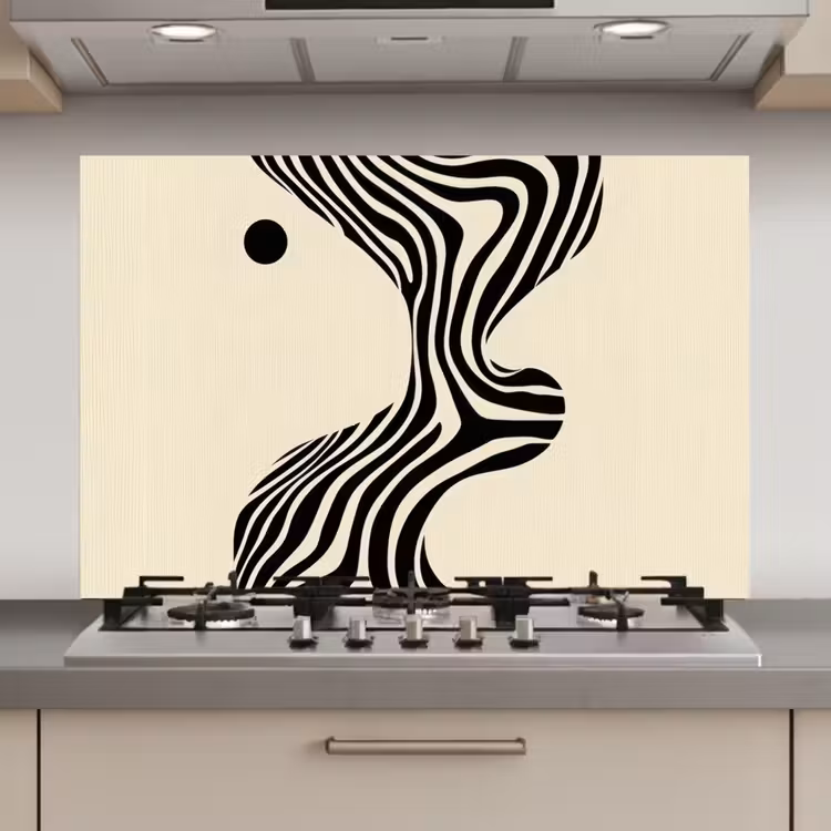 Spatscherm keuken - Beige - Lijnen - Golvend - Abstract — 1