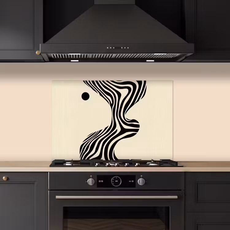 Spatscherm keuken - Beige - Lijnen - Golvend - Abstract — 2