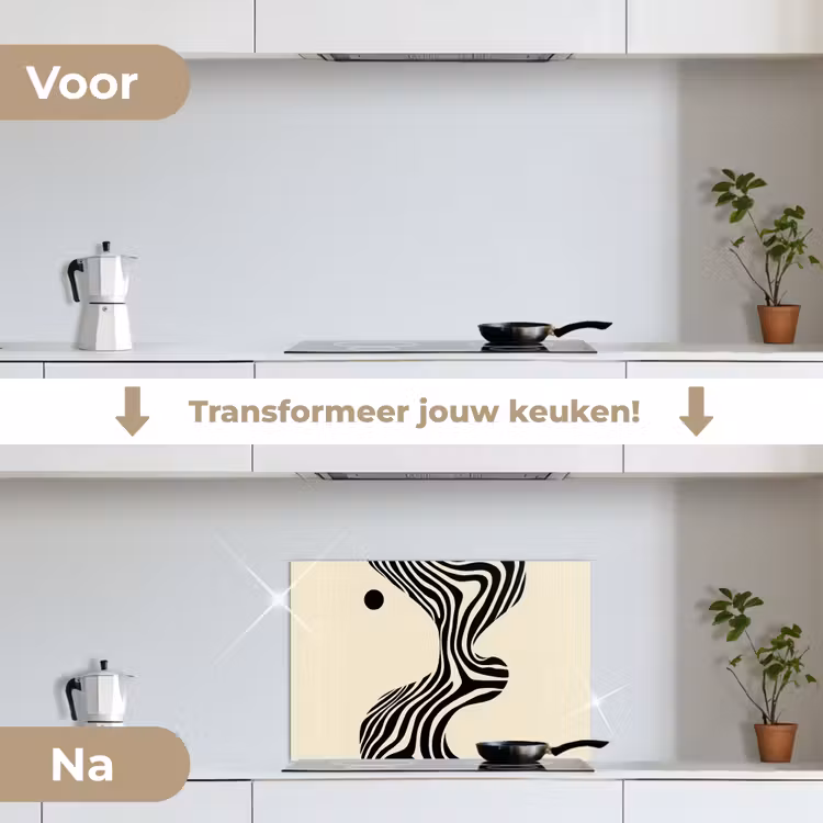 Spatscherm keuken - Beige - Lijnen - Golvend - Abstract — 3