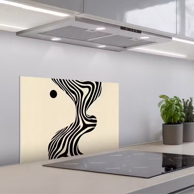 Spatscherm keuken - Beige - Lijnen - Golvend - Abstract — 5