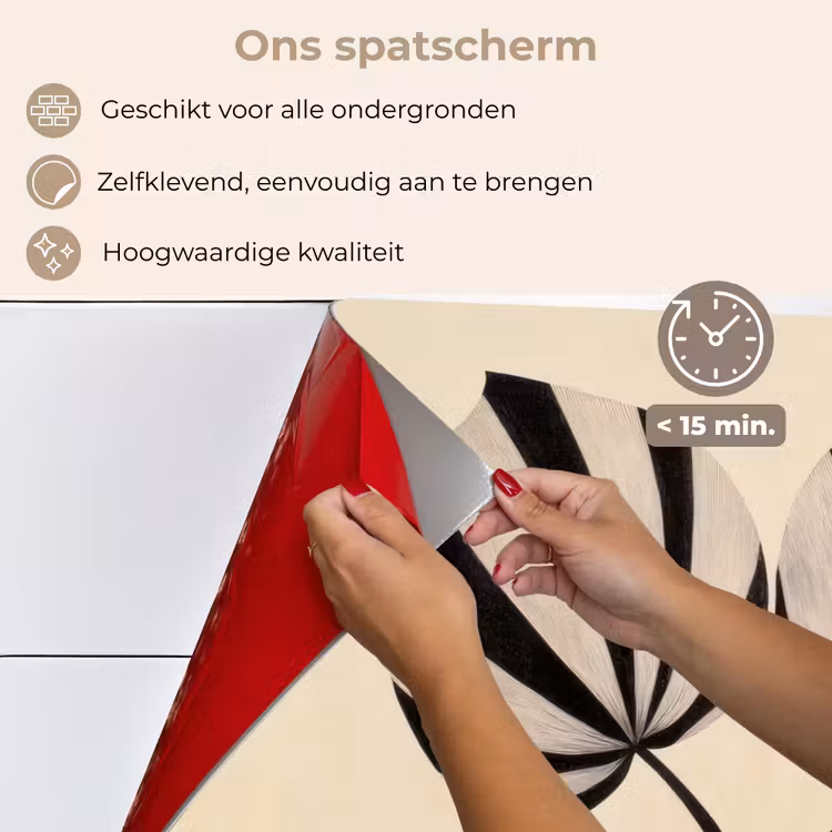 Spatscherm keuken - Bladeren - Gestreept - Stengel - Beige — 4