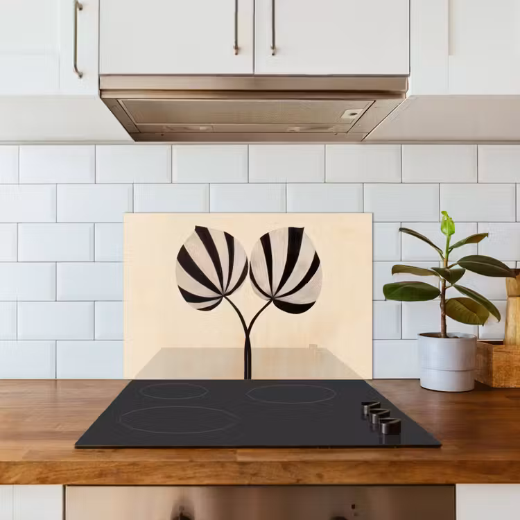 Spatscherm keuken - Bladeren - Gestreept - Stengel - Beige — 6