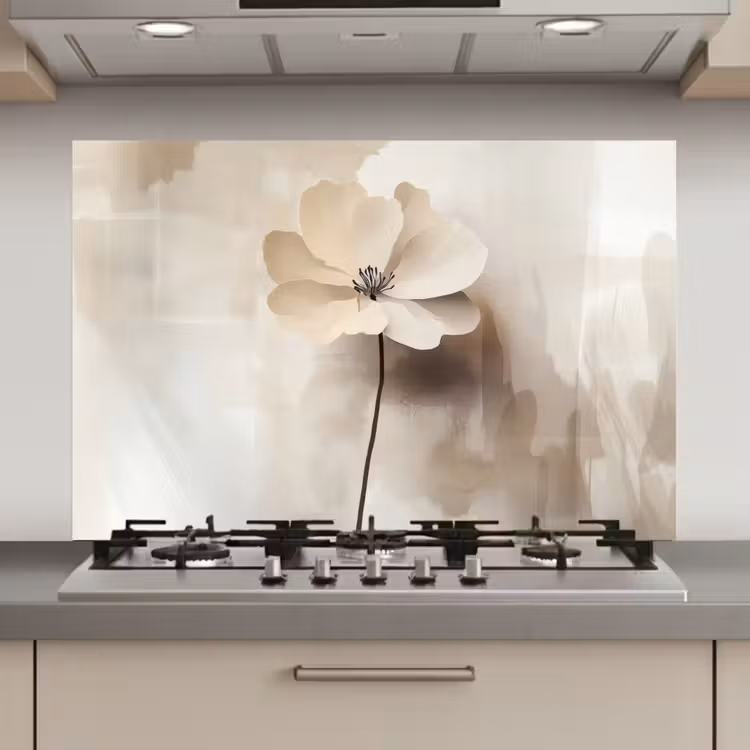 Spatscherm keuken - Bloem - Beige - Verf - Schaduw — 1