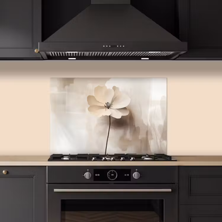 Spatscherm keuken - Bloem - Beige - Verf - Schaduw — 2