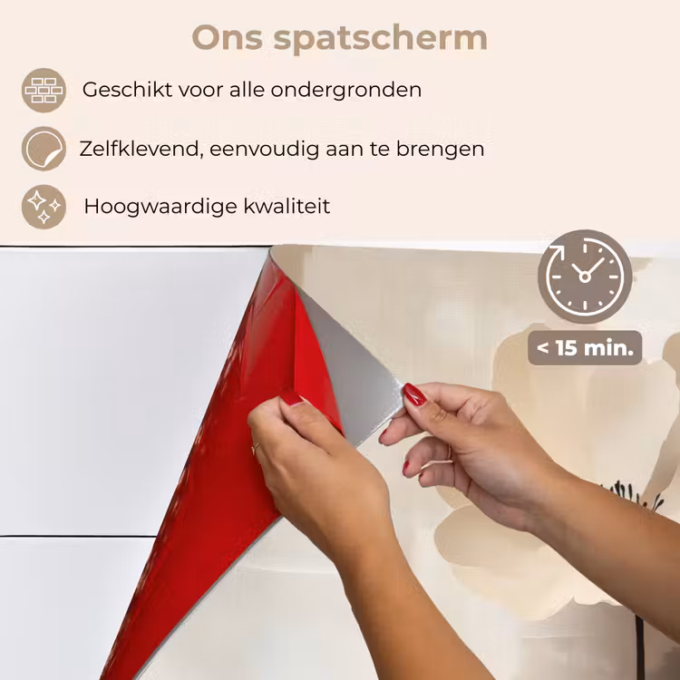 Spatscherm keuken - Bloem - Beige - Verf - Schaduw — 4