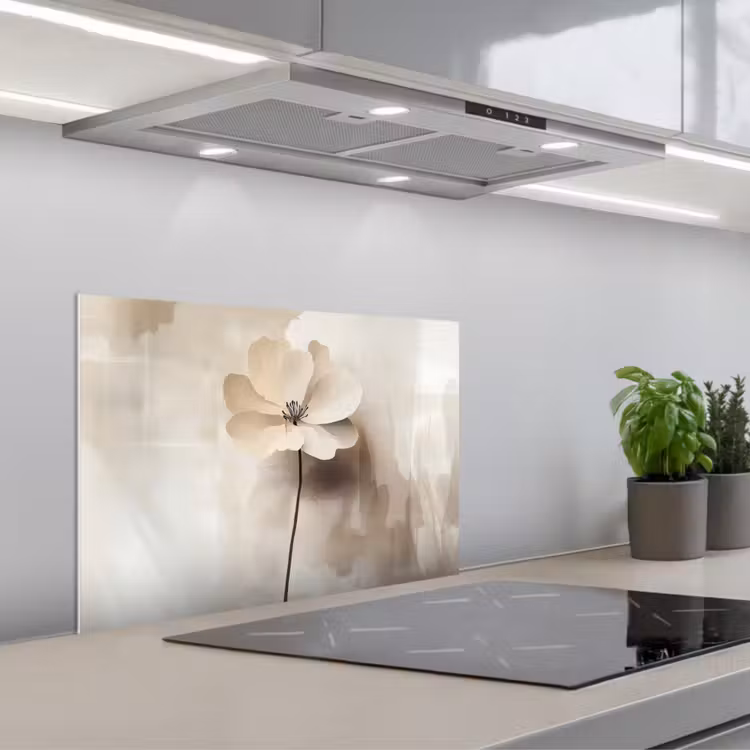 Spatscherm keuken - Bloem - Beige - Verf - Schaduw — 5