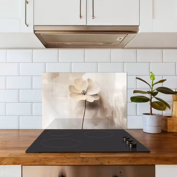 Spatscherm keuken - Bloem - Beige - Verf - Schaduw — 6
