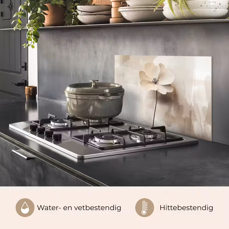 Spatscherm keuken - Bloem - Beige - Verf - Schaduw — 7