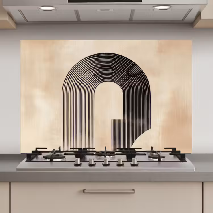 Spatscherm keuken - Boog - Strepen - Minimalistisch - Zwart — 1