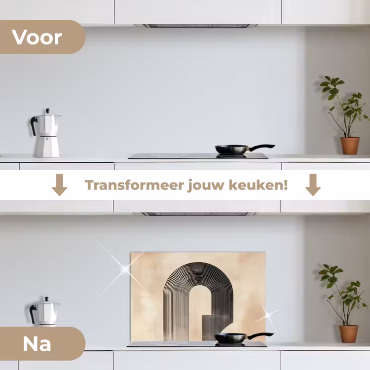 Spatscherm keuken - Boog - Strepen - Minimalistisch - Zwart — 3