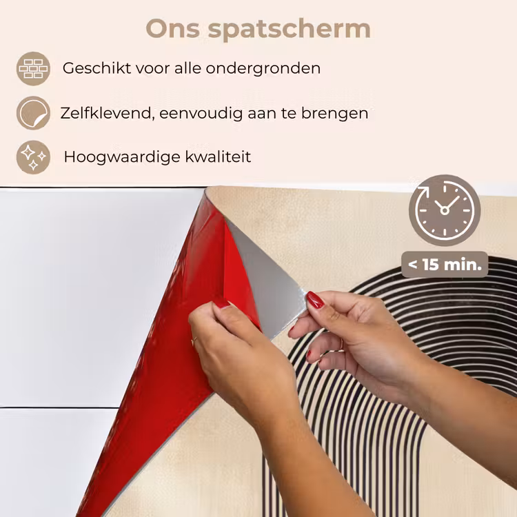 Spatscherm keuken - Boog - Strepen - Minimalistisch - Zwart — 4