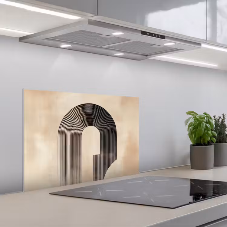 Spatscherm keuken - Boog - Strepen - Minimalistisch - Zwart — 5