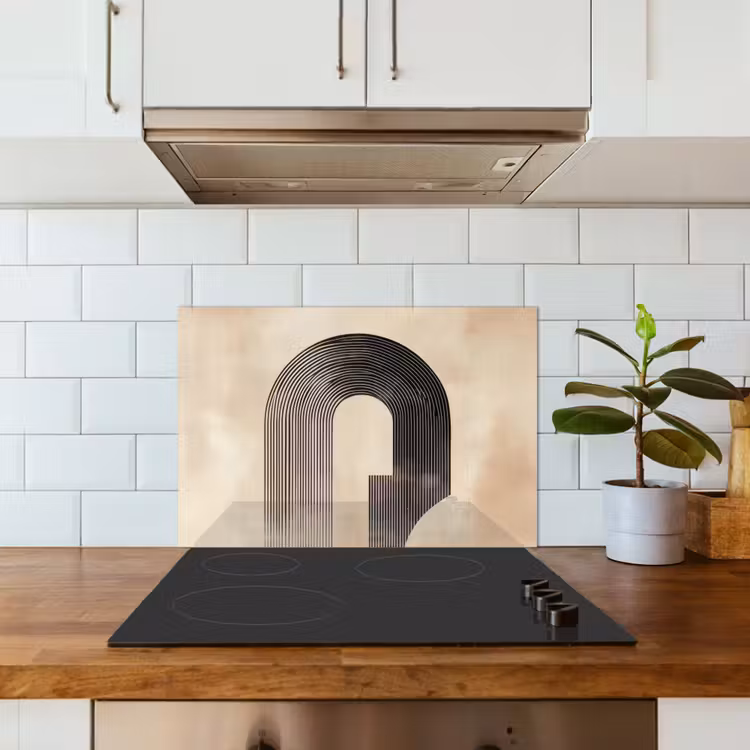 Spatscherm keuken - Boog - Strepen - Minimalistisch - Zwart — 6