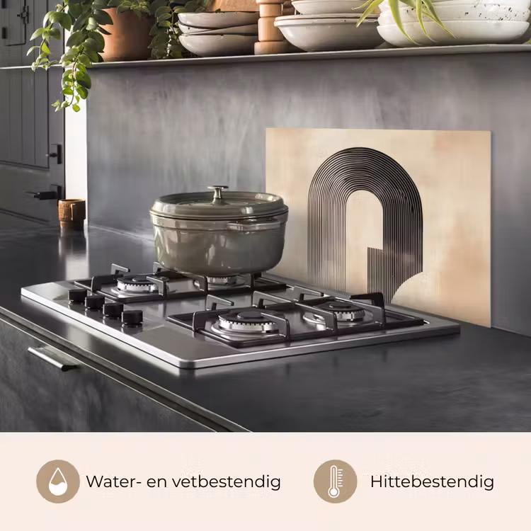 Spatscherm keuken - Boog - Strepen - Minimalistisch - Zwart — 7