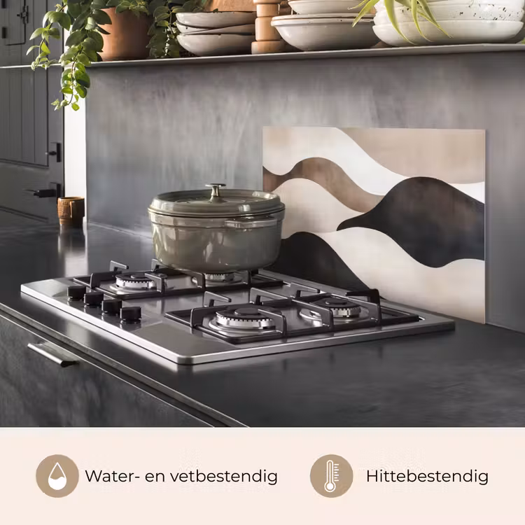 Spatscherm keuken - Golven - Abstract - Beige — 7