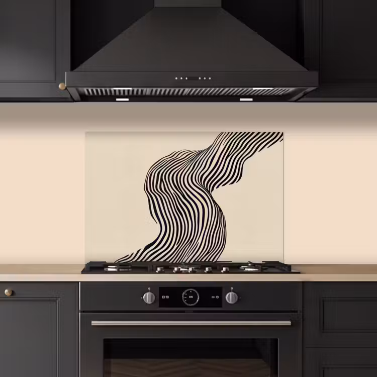 Spatscherm keuken - Golvend - Lijnen - Abstract - Silhouet — 2