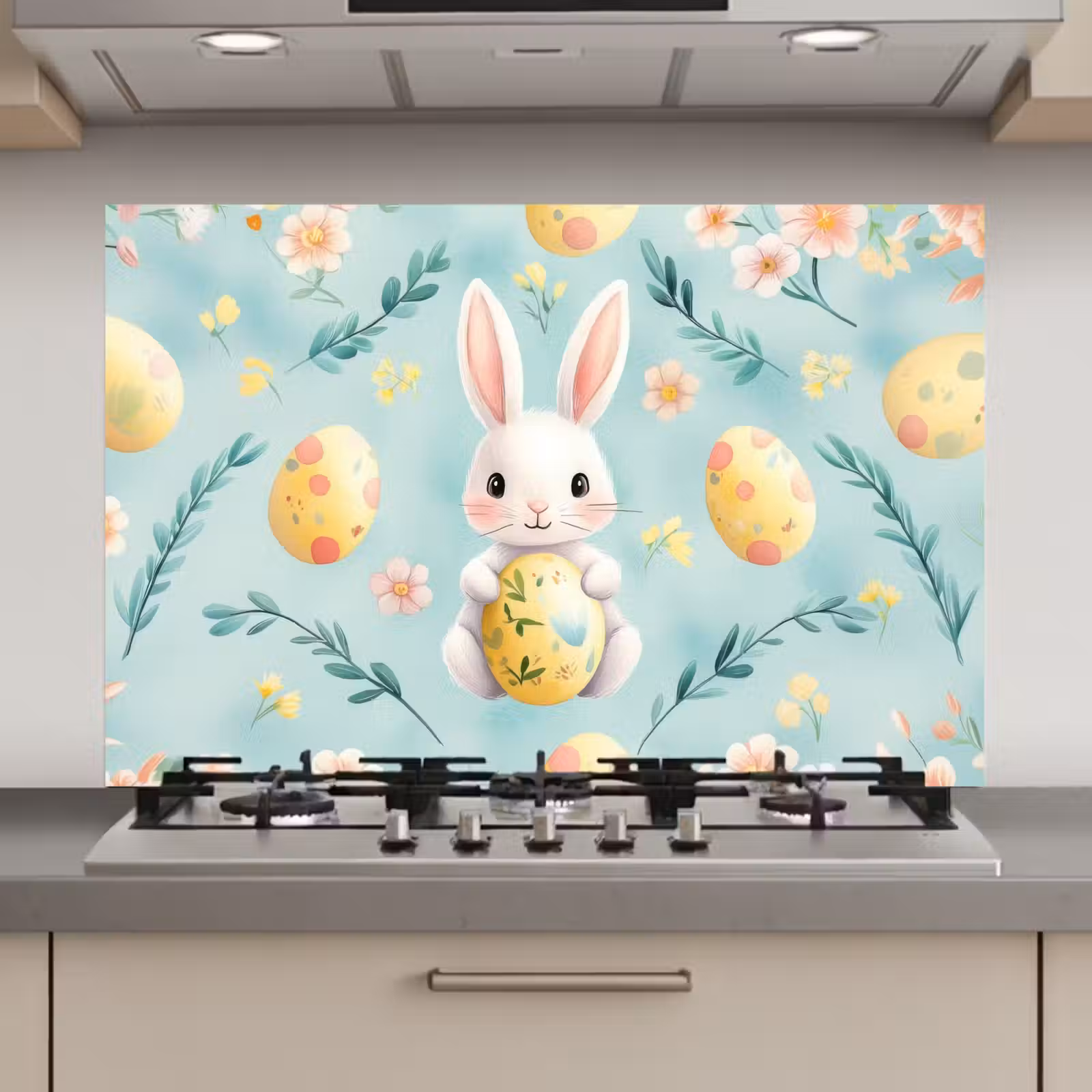 Spatscherm keuken - Konijn - Eieren - Takjes — 1