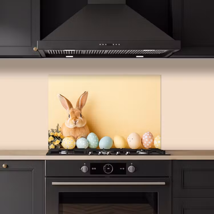 Spatscherm keuken - Eieren - Konijn - Pasteltinten — 2
