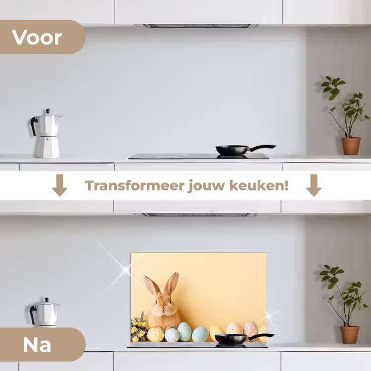 Spatscherm keuken - Eieren - Konijn - Pasteltinten — 3