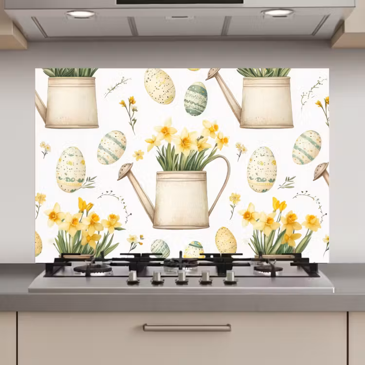 Spatscherm keuken - Gieter - Bloemen - Eieren — 1