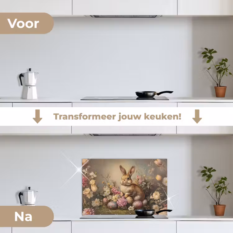 Spatscherm keuken - Haas - Stilleven - Bloemen — 3