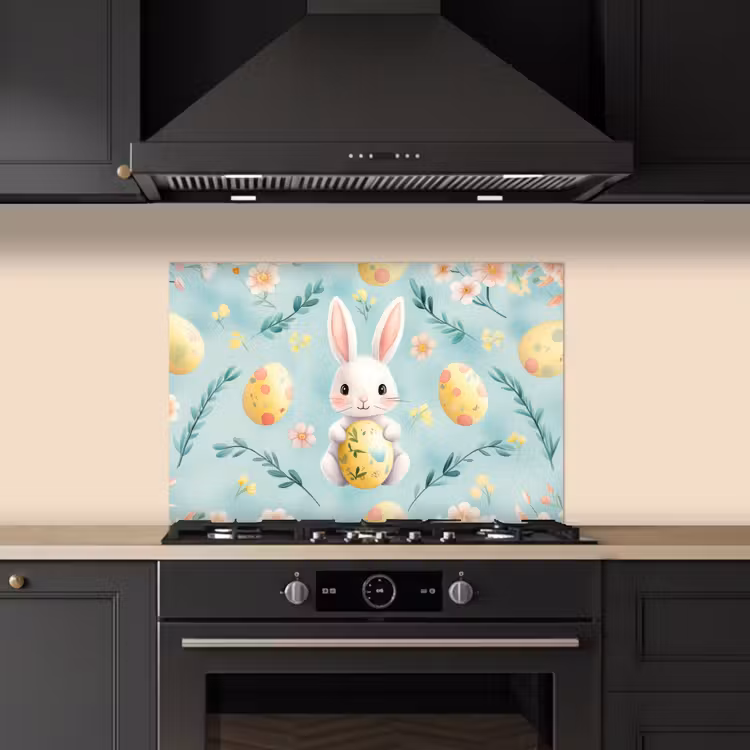 Spatscherm keuken - Konijn - Eieren - Takjes — 2