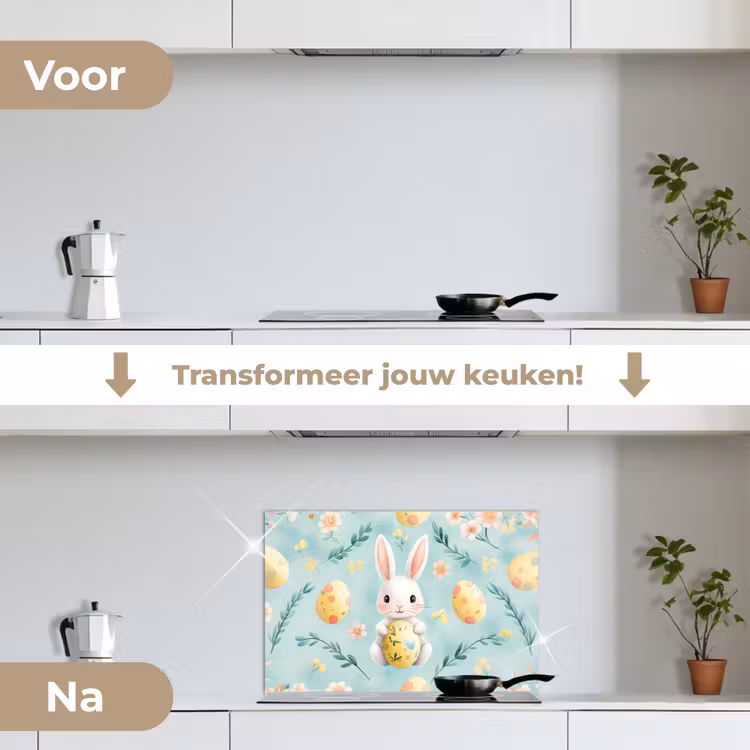 Spatscherm keuken - Konijn - Eieren - Takjes — 3