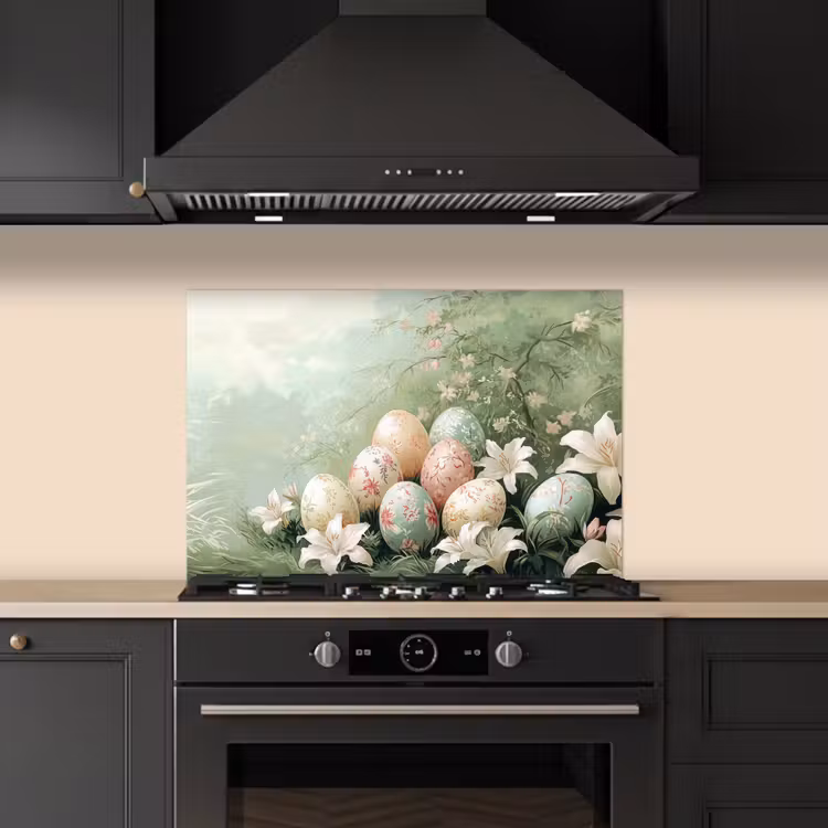 Spatscherm keuken - Paaseieren - Pasteltinten - Bloemen — 2