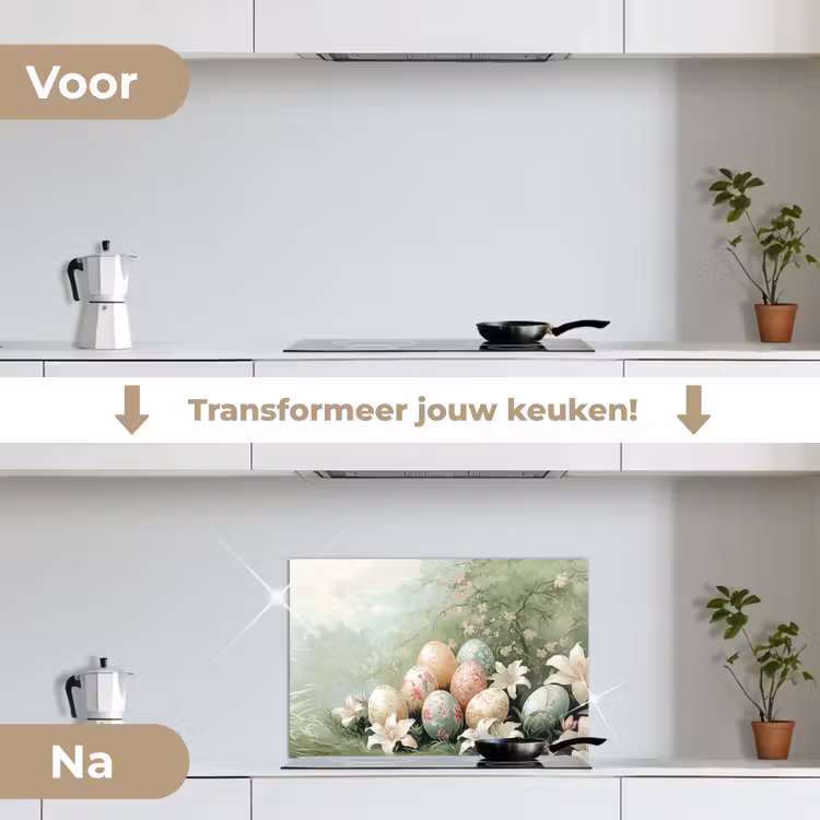 Spatscherm keuken - Paaseieren - Pasteltinten - Bloemen — 3