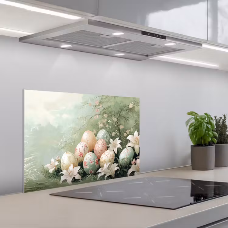 Spatscherm keuken - Paaseieren - Pasteltinten - Bloemen — 5