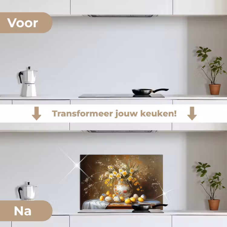 Spatscherm keuken - Paaseieren - Stilleven - Vaas — 3