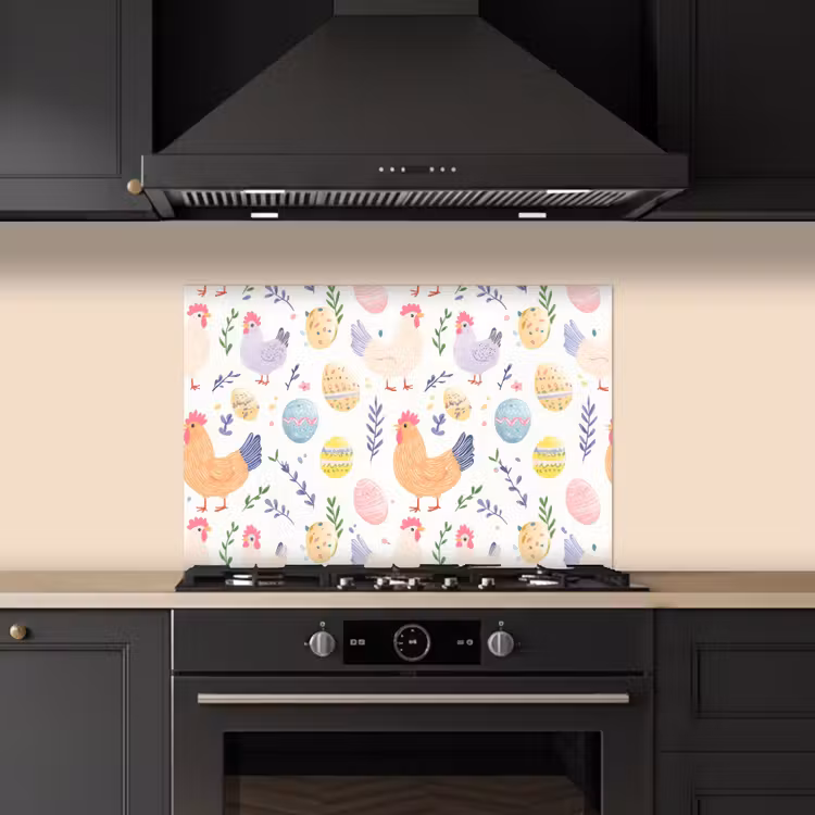 Spatscherm keuken - Patroon - Kip - Paaseieren — 2