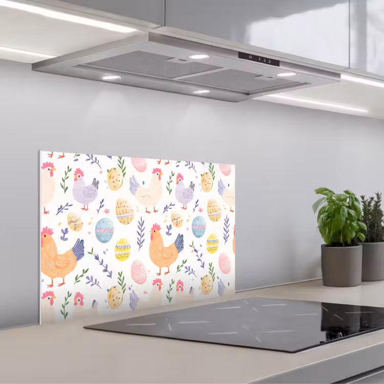 Spatscherm keuken - Patroon - Kip - Paaseieren — 5