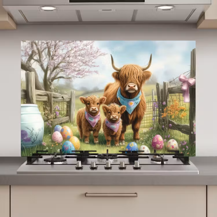 Spatscherm keuken - Schotsehooglanders - Paaseieren - Lente — 1