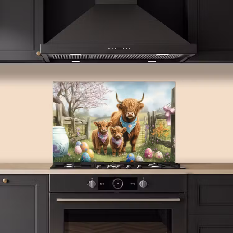 Spatscherm keuken - Schotsehooglanders - Paaseieren - Lente — 2