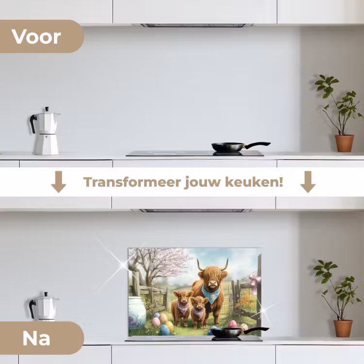 Spatscherm keuken - Schotsehooglanders - Paaseieren - Lente — 3