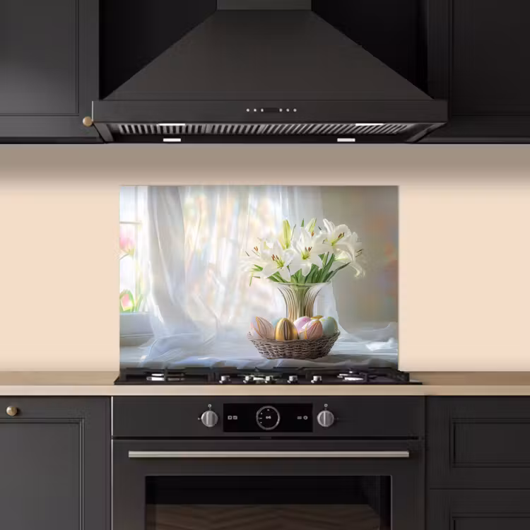 Spatscherm keuken - Vaas - Eieren - Bloemen — 2